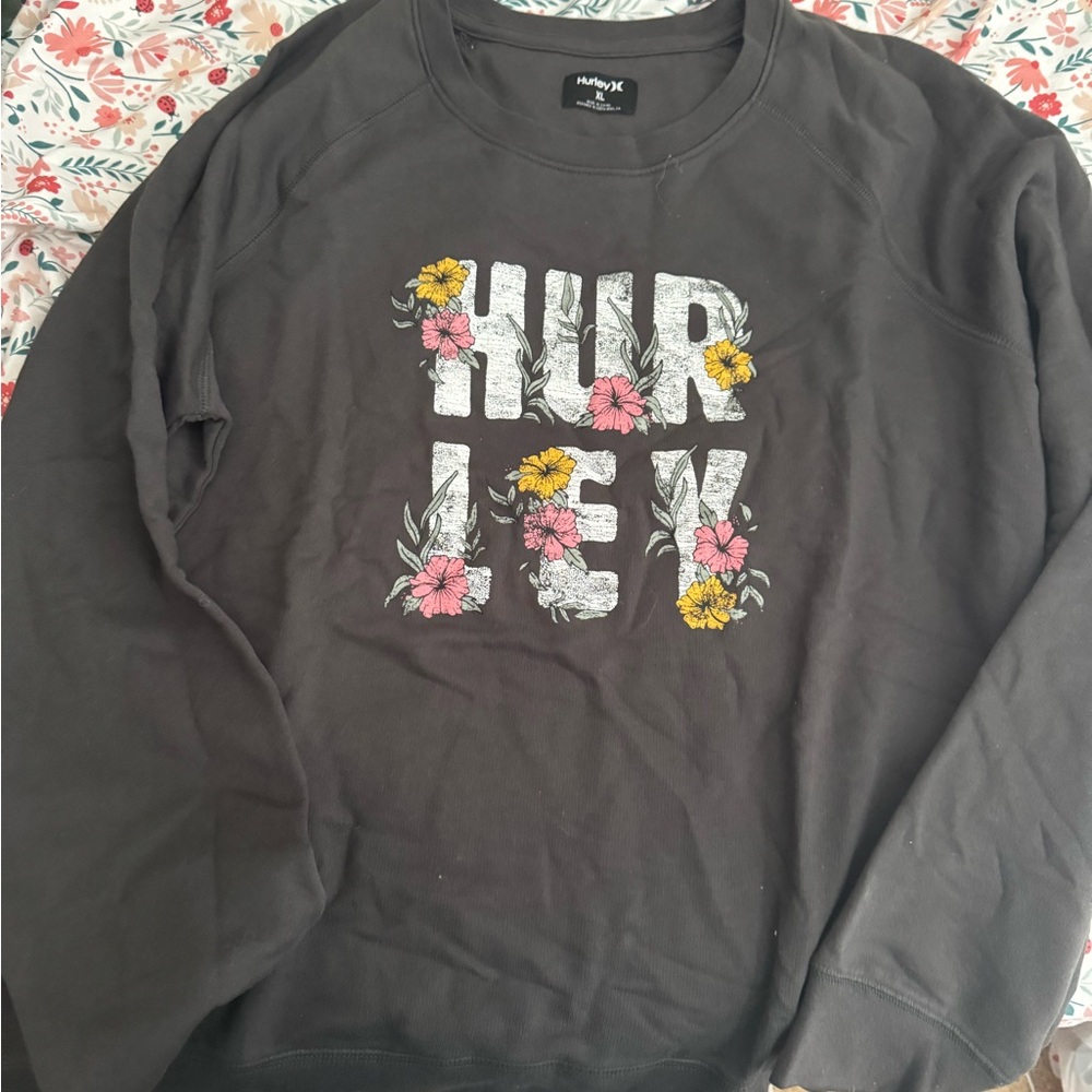 Hurley Black Crewneck Sweater with Cartoon Graphics